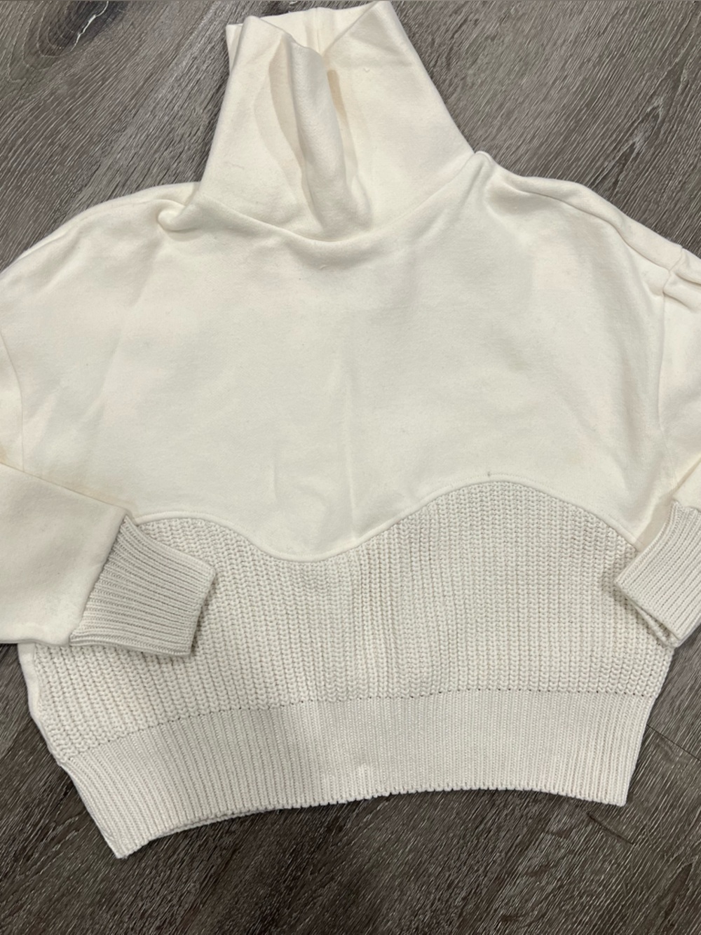 Zara Cream Two-Tone Turtleneck Sweater